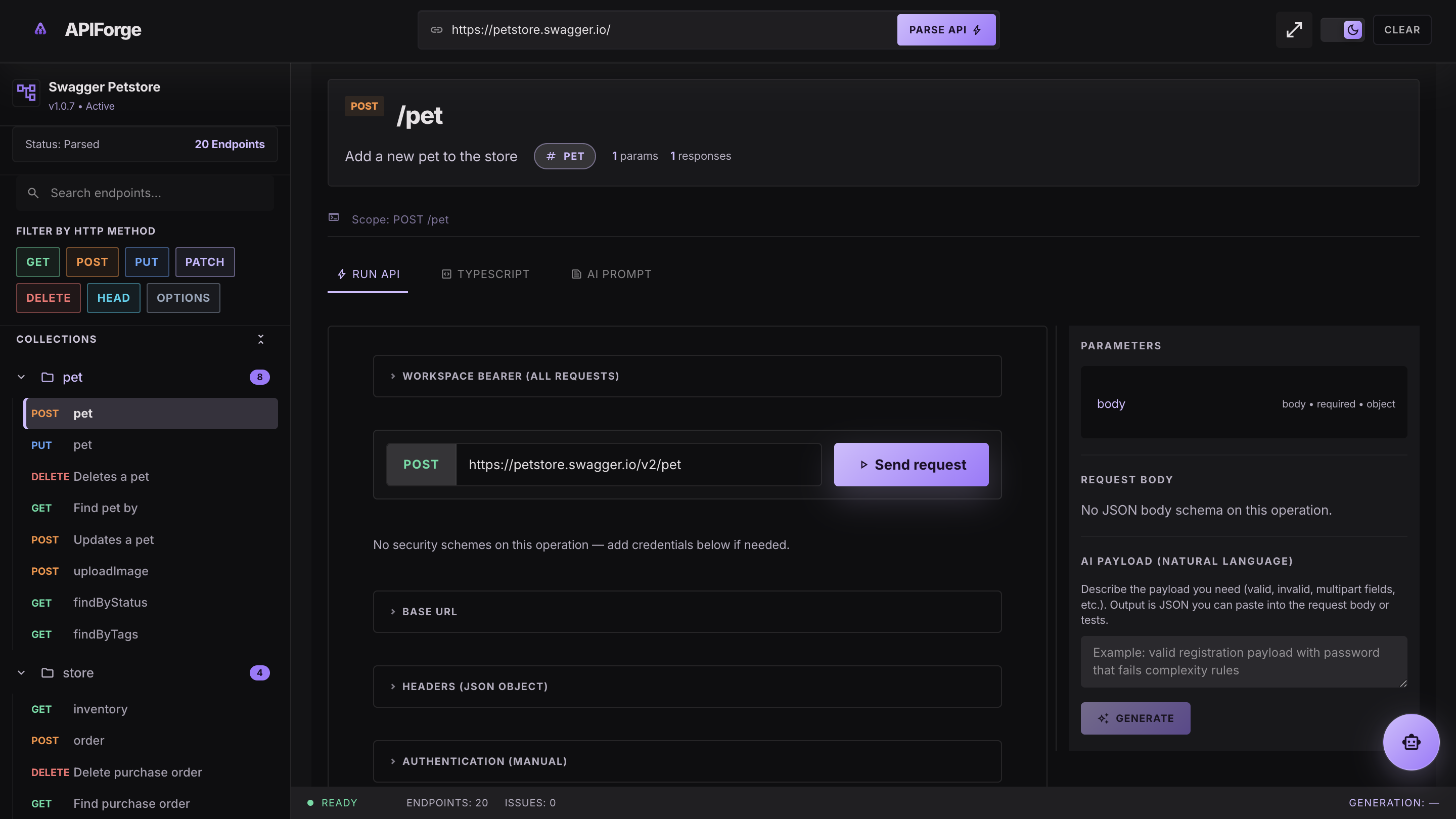 APIForge workspace preview